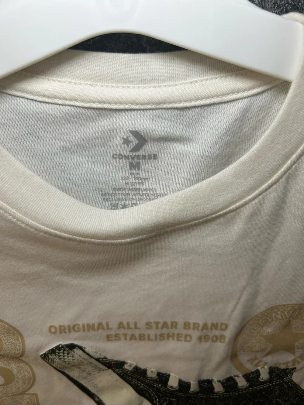 Converse Boys White Graphic Tee with Black Sneaker Print